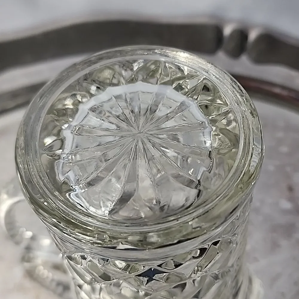 Vintage Pressed Glass Pitcher Creamer Pineapple Pattern